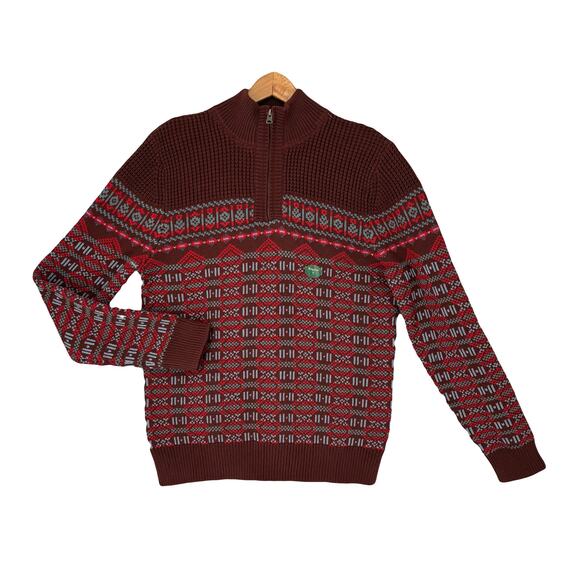 LL Bean Organic Cotton 1/4 Zip Sweater NEW Currant Fair Isle